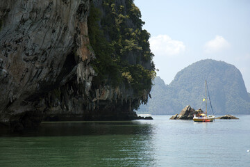 Yacht anchored in Phang Nga Bay, Thailand