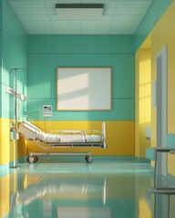 Modern Hospital Room with Neon Accents