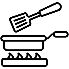 Frying Pan black outline icon, relate to gastronomy theme. use for UI or UX kit, web and app development.