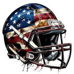 American Flag Football Helmet Illustration

