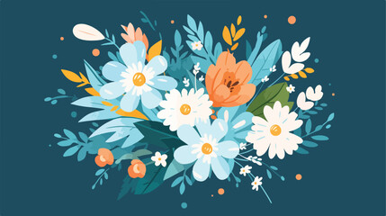 Flowers design over blue background vector illustra
