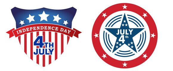 Premium Vectors | The symbol and elements of the fourth of July are set in the blue, red and white colors of the U.S. flag, isolated. Patriotic decoration for design. Photos about events, design, memo