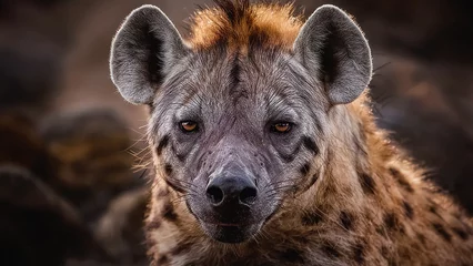 Poster A close-up photograph of a hyena's face. © ibrahim
