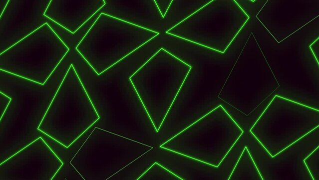 Abstract green lines and shapes on a black background create an eye-catching pattern, perfect as a design element for websites or digital projects