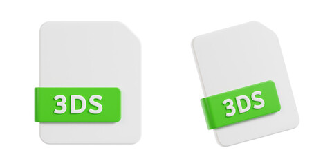 3d 3ds, 3d render icon illustration, transparent background, file format - obrazy, fototapety, plakaty