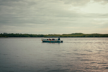 Fototapeta na wymiar sailing on the Amazon river Tumbes Peru