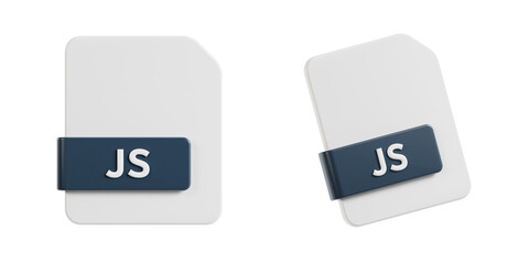 3d js, 3d render icon illustration, transparent background, file format - obrazy, fototapety, plakaty