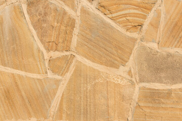 Light Yellow Stone Tile Abstract Pattern Rock Surface Grunge Texture Background Street Structure Urban Mosaic