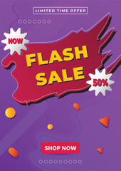 Vector Flyer Purple Minimalist Simple Flash Sale 50 Discount