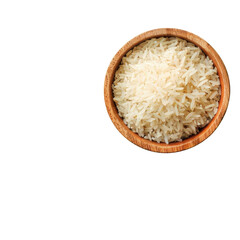 Fototapeta na wymiar Wooden bowl with white rice, a stunning centerpiece for any dish or cuisine art