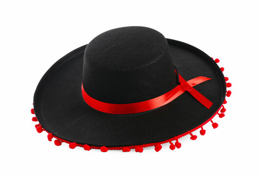 One Mexican sombrero hat isolated on white
