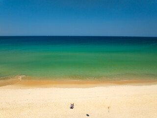 Beautiful waves sea surface in sunny day summer background, Amazing seascape, Top view beach sea background