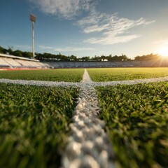 Low wide angle view of a sports field