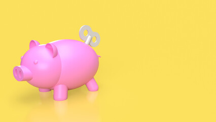 The Piggy Bank and wind up for earn or saving concept 3d rendering.