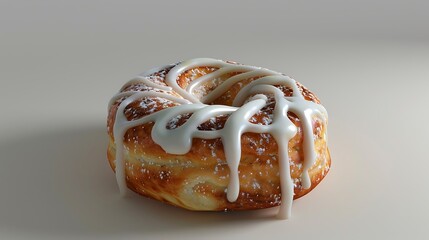 Freshly baked cinnamon swirls with icing sugar an and cream. front view.AI