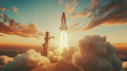 Foto op Plexiglas I am preparing to launch a rocket into the sky. © jutarat