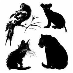set of animals isolated on white background 
