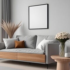 Mockup frame in modern living room interior background, interior mockup with house background, frame mockup