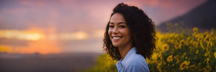 a woman with a radiant smile
