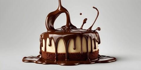 Default Pouring chocolate dripping from cake top chocolate