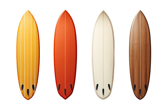 Ocean adventures: surfboards ready for action. Isolated On Transparent Background OR PNG OR White Background.