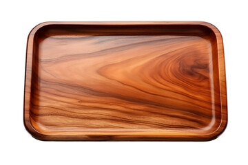 Rustic charm: isolated wooden tray. Isolated On Transparent Background OR PNG OR White Background.