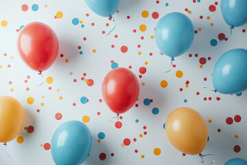 Colorful balloons and confetti
