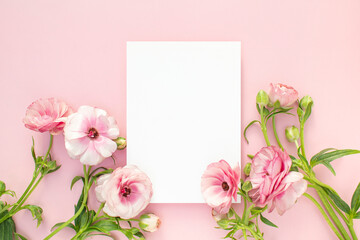 분홍색 꽃 배경과 카피공간