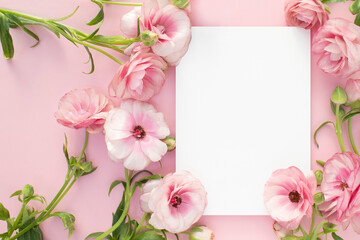 분홍색 꽃 배경과 카피공간