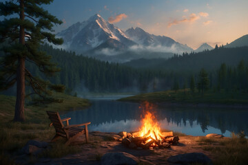 Camping and relaxing