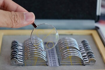 glasses lens for eye test 