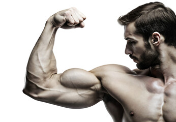 Muscular Portrait: Strong, with Powerful Arms - obrazy, fototapety, plakaty