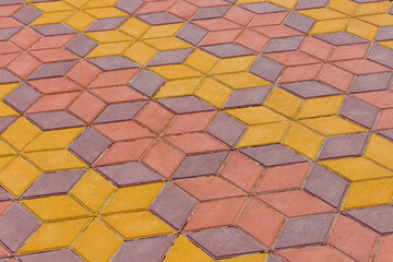 Yellow Brown Abstract Pattern Stone Paving Slabs Mosaic Street Design City Surface Texture Background Stars
