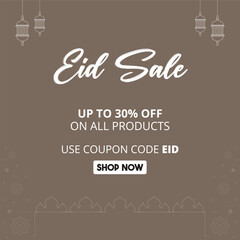 Eid Sale Offer, Up to 30% off. Vector Brown EPS Vector Editable File