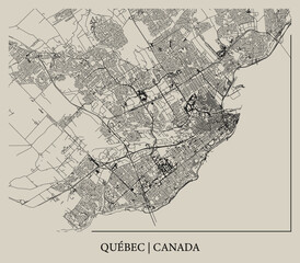 Quebec (Canada) street map outline for poster.
