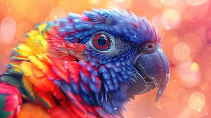  illustration of beautiful close up portrait of colorful parrot bird in nature, Generative ai - obrazy, fototapety, plakaty