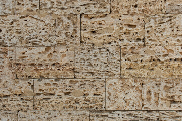 Pattern brick blocks shell sand stone wall texture background abstract