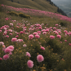 Obraz premium Flowers all over the hills - 1