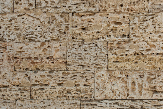 Pattern brick blocks shell sand stone wall texture background abstract