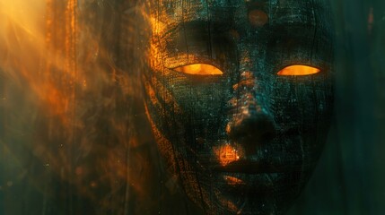 Obraz premium beautiful wooden mask art with soft light and blurred background, an ideal wallpaper idea. Generative AI