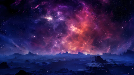 Fototapeta premium Purple blue nebula background