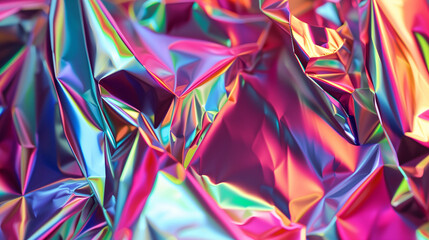 Vibrant Crinkled Foil Texture with Colorful Light Reflections
