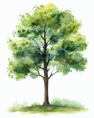 Captivating watercolor tree icon clipart, whimsy green shades, perfect for naturethemed nursery, isolated on white , clean sharp