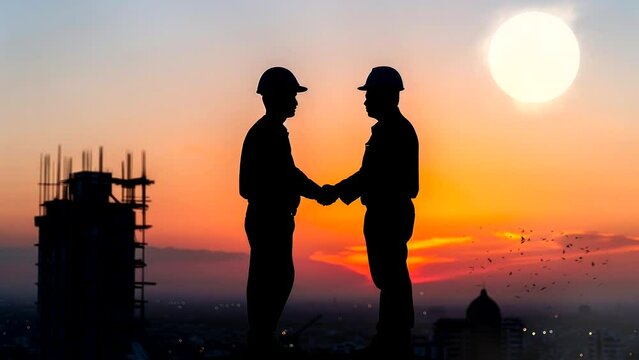 silhouette of a businessman make deal for property video looping