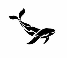 Illustration vector graphics of tribal art design black whale tattoo clipart