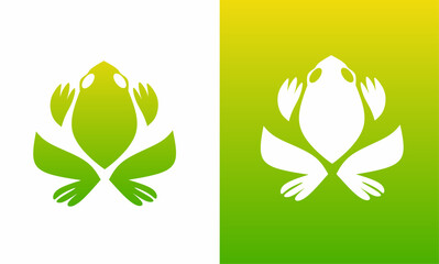Fototapeta premium Illustration vector graphics of Green frog logo design template, suitable for company symbols