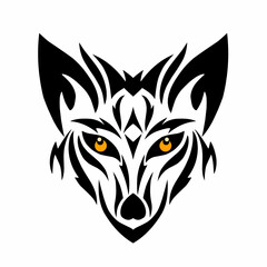 Illustration vector graphics of Tribal art design for the face of a black fox head suitable for tattoos