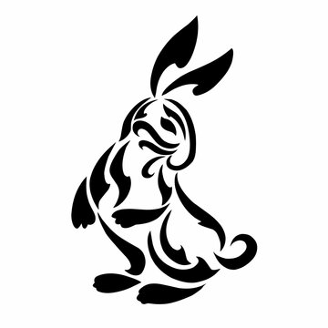 Illustration vector graphics of tribal art design rabbit standing clipart