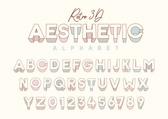 soft pastel font 3d letters retro 3d aesthetic alphabet typography set
