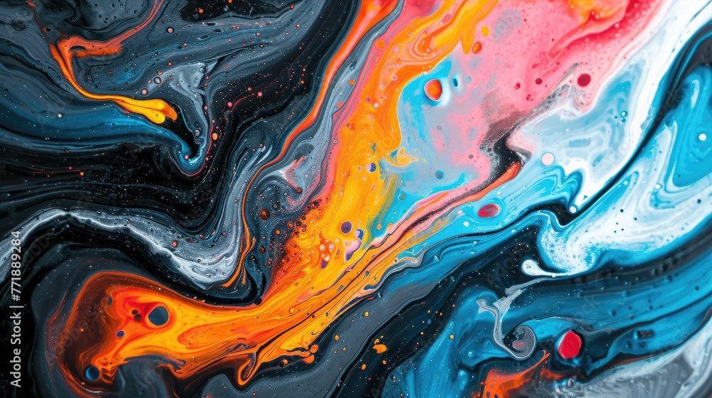 Leinwandbilder fluid shapes in abstract artwork with bold color contrasts, abstract artwork featuring fluid shapes 
